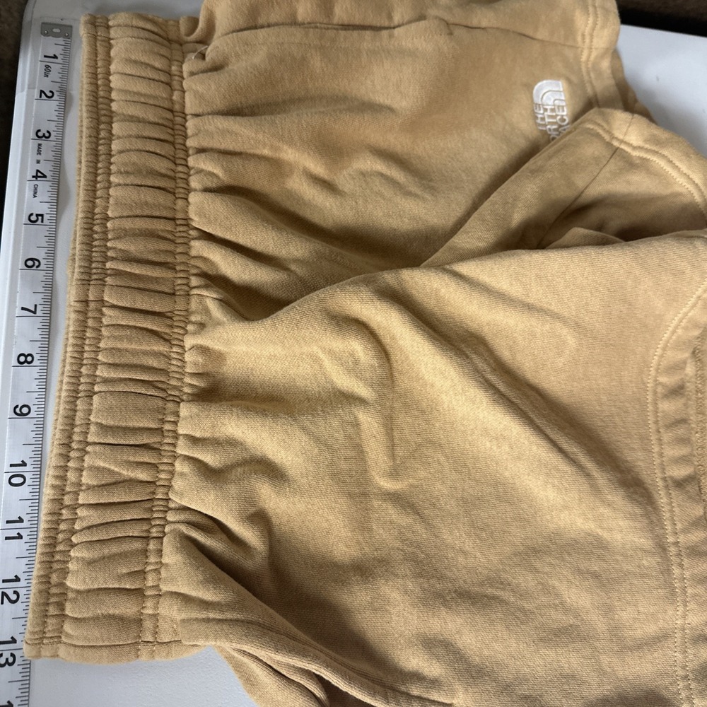 The North Face Womens Fleece Shorts Tan Elastic Waist Logo Lounge Active Small P - Picture 4 of 10